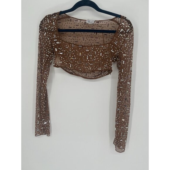 Oh Polly Guilia Long Sleeve Crop Thalassa v waist skirt embellished Set *Read* - Picture 2 of 8